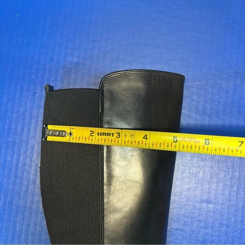 Paul Green‎ Vario 31427 Leather Knee High Boots Black Point Toe Womens 5.5